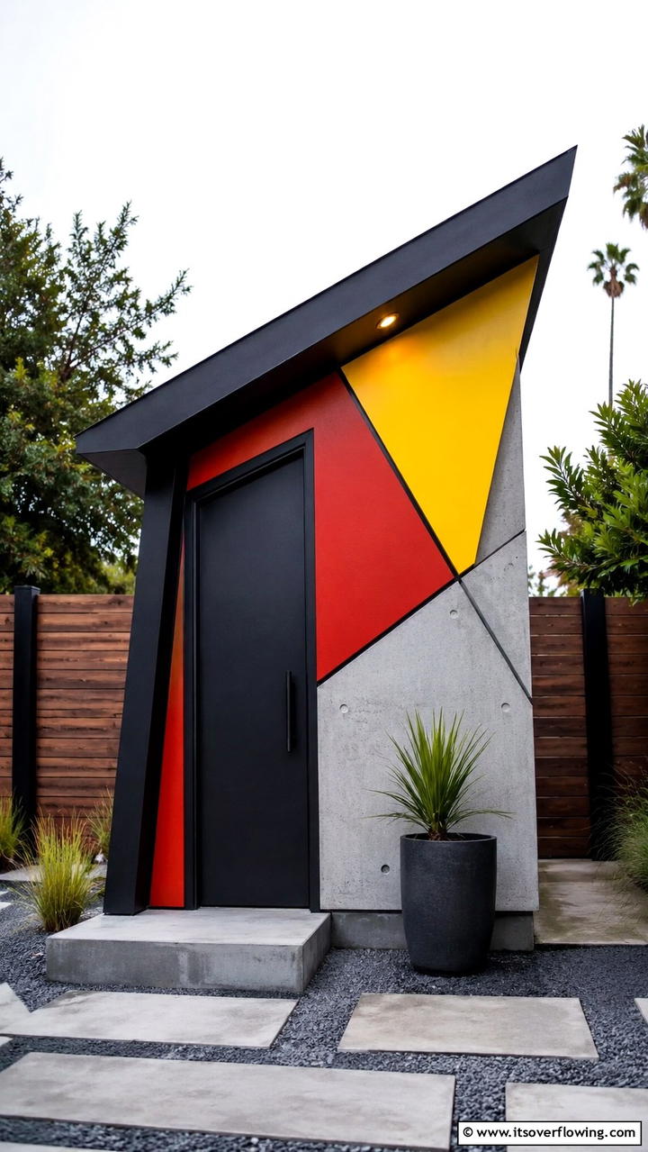 Geometric Modern Art - 20 Outhouse Design Ideas for Modern and Rustic Homes