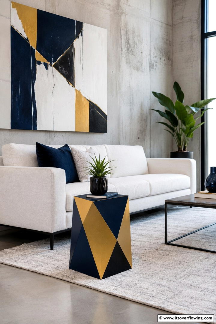 Geometric Painted Accent Table Design - 30 Painted Furniture Ideas to Revamp Your Home Décor
