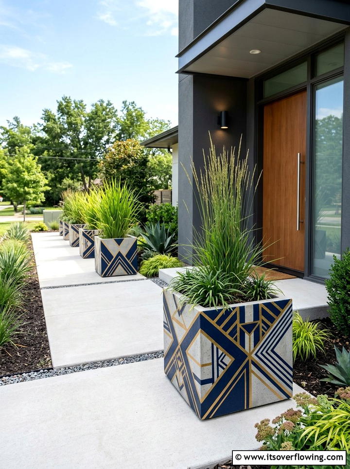Geometric Painted Planters - 25 garden ideas with painted pots