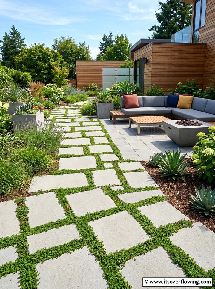 Geometric Paver Layout - 25 garden design ideas with pathways