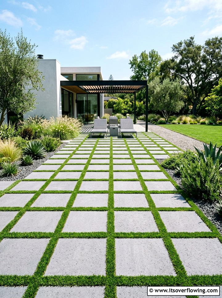 Geometric Paver Layout - 25 garden decor ideas with minimalist accents