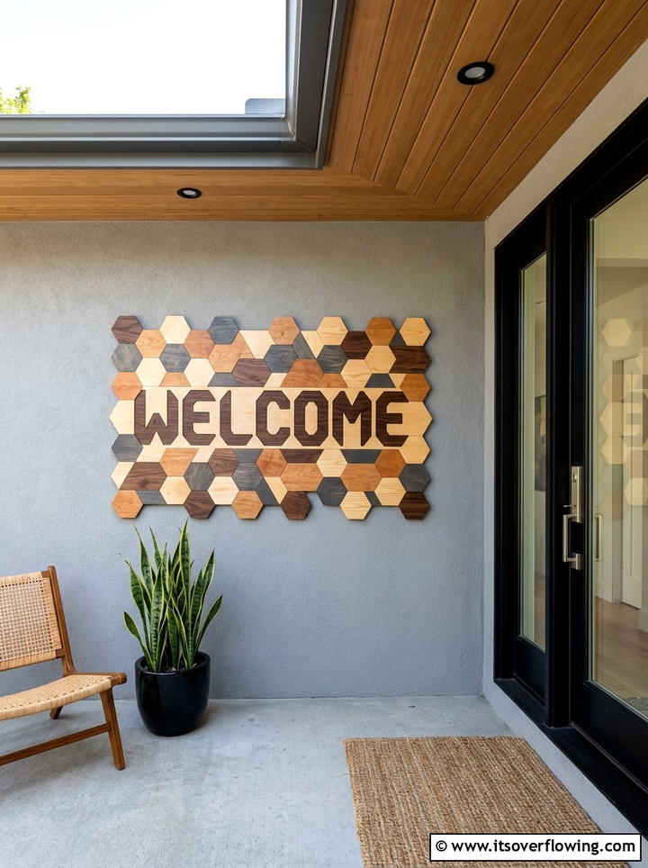 Geometric Porch Wall Art Sign - 25 front porch decor ideas with signs
