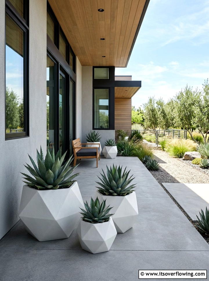 Geometric Shape Ceramic Pots - 25 front porch ideas with ceramic pots