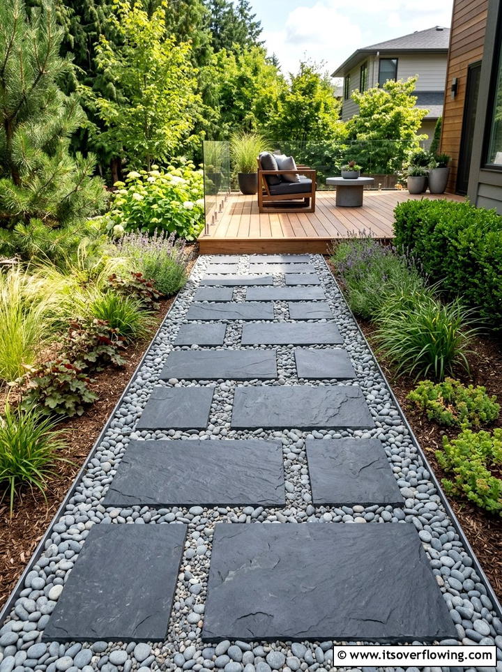 Geometric Stepping Stone - 25 garden design ideas with straight lines