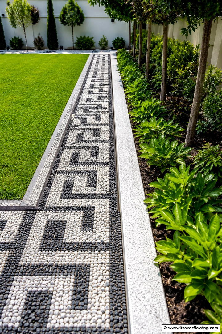 Geometric Stone Pattern Border - 30 Stone Garden Edging Ideas for Defined Outdoor Spaces