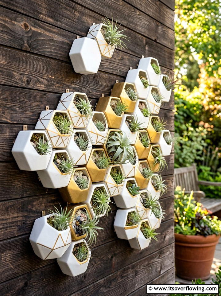 Geometric Wall Planter - 25 garden ideas with vertical gardens