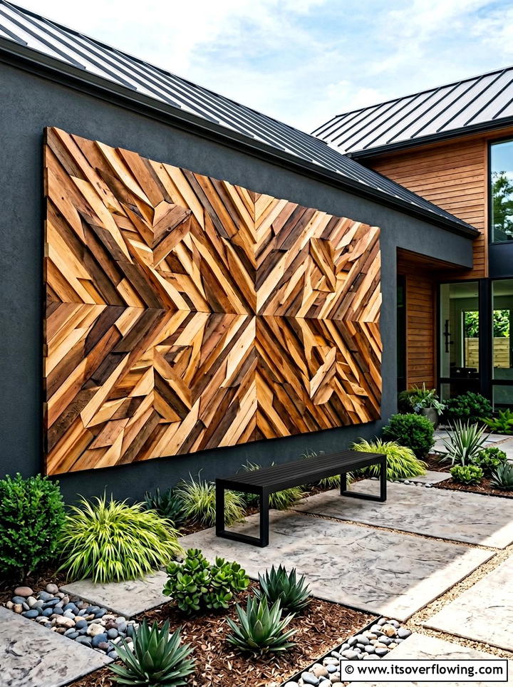 Geometric Wood Wall Art - 25 backyard decorating ideas with wall decor