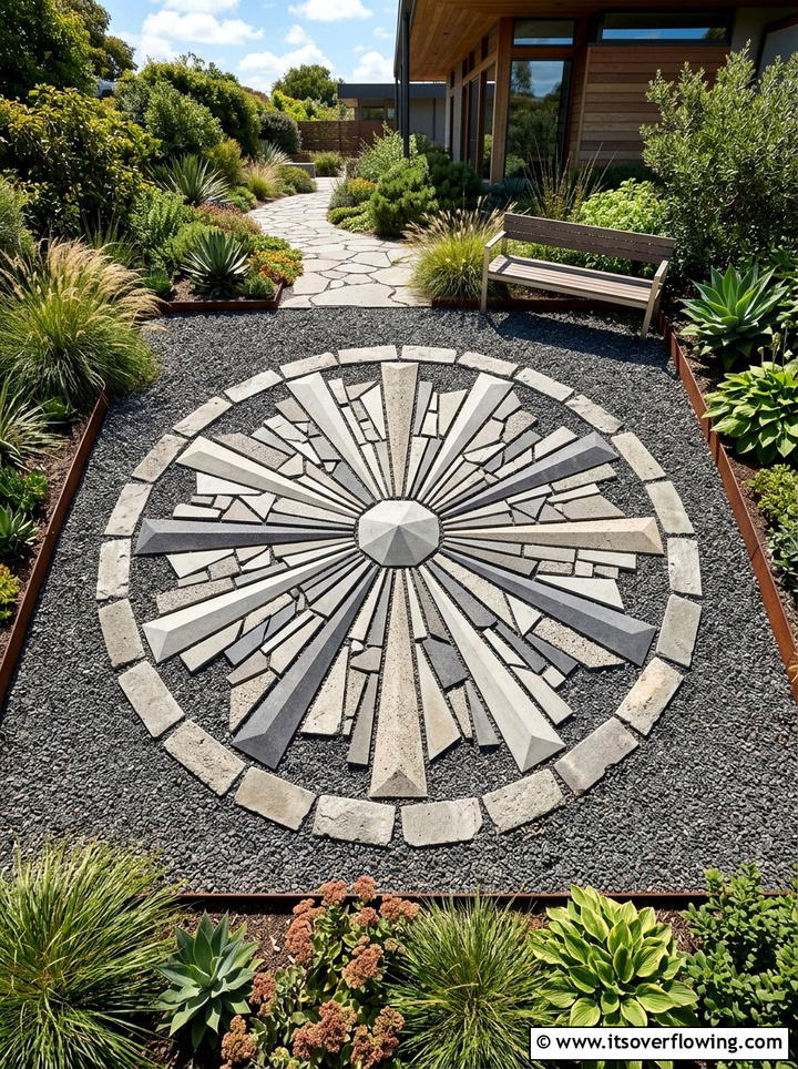 Geometric concrete garden art - 25 upcycled garden ideas with concrete scraps