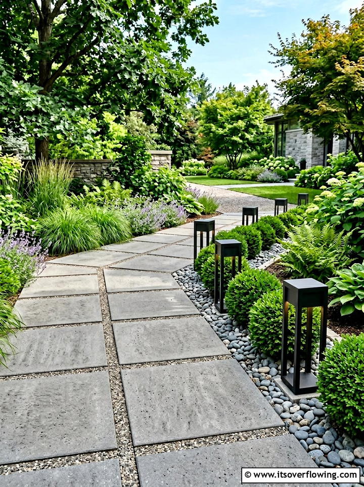 Geometric metal path light - 25 garden ideas with pathway lights