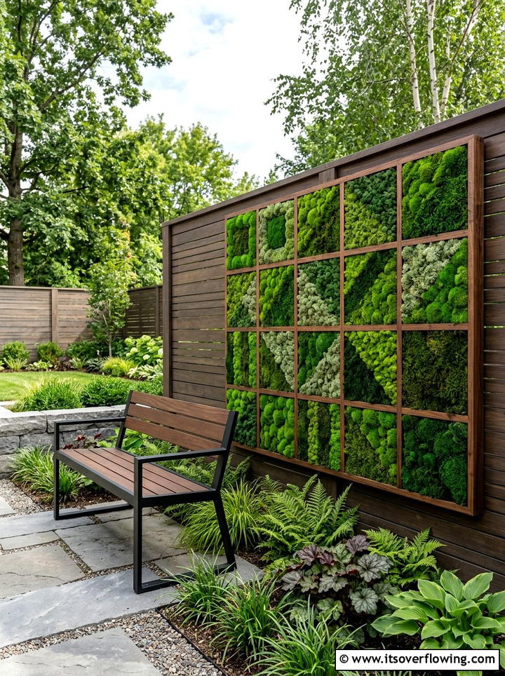 Geometric moss mural - 25 garden ideas with moss art