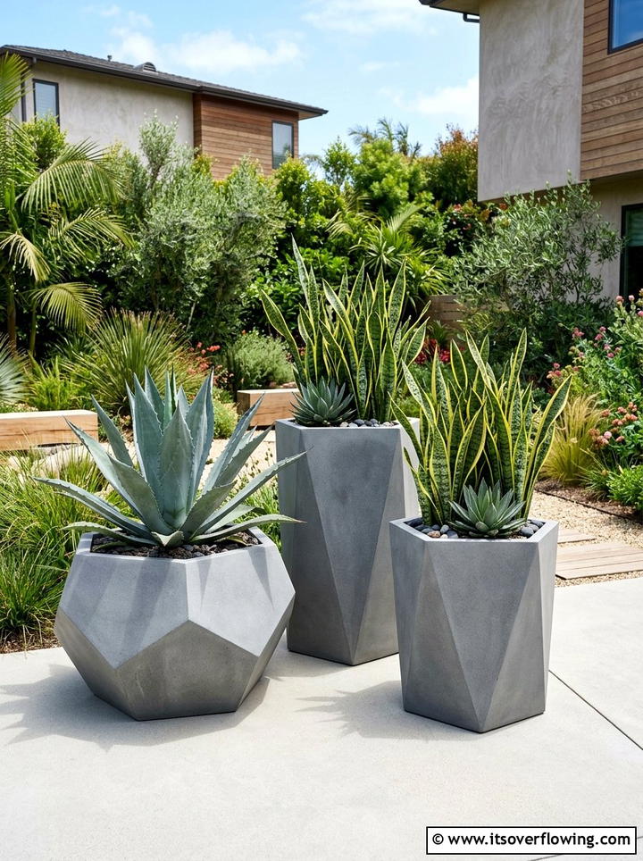 Geometric outdoor planter - 25 garden decor ideas with modern accents
