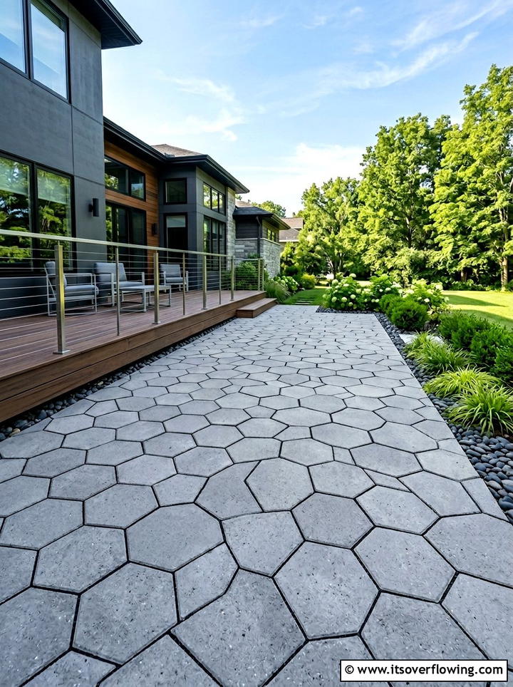 Geometric patio pavers - 25 garden decor ideas with stepping stones