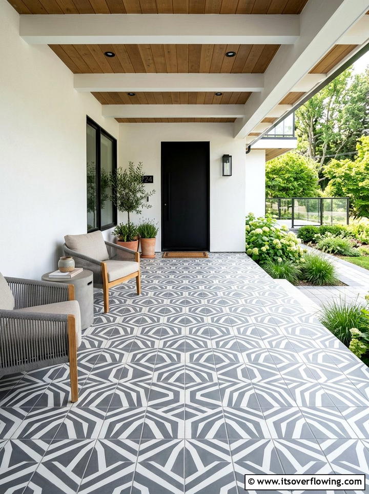 Geometric porch tile - 25 front porch ideas with modern style