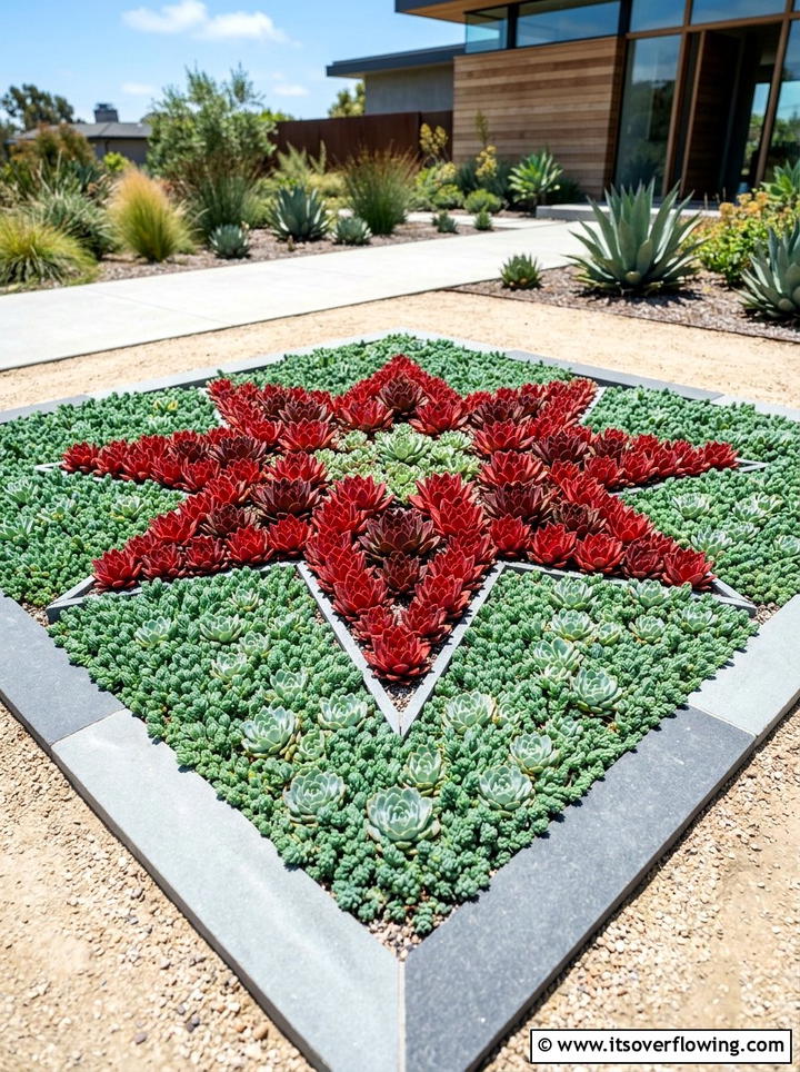 Geometric succulent bed - 25 garden ideas with succulents