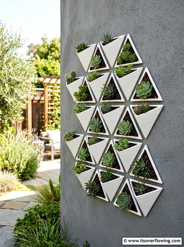 Geometric wall planter set - 25 garden design ideas with vertical gardens