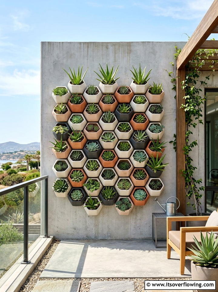 Geometric wall pots - 25 small garden ideas with wall planters