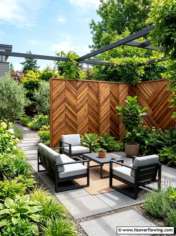 Geometric wood wall art fence - 25 recycled garden ideas with recycled wood art