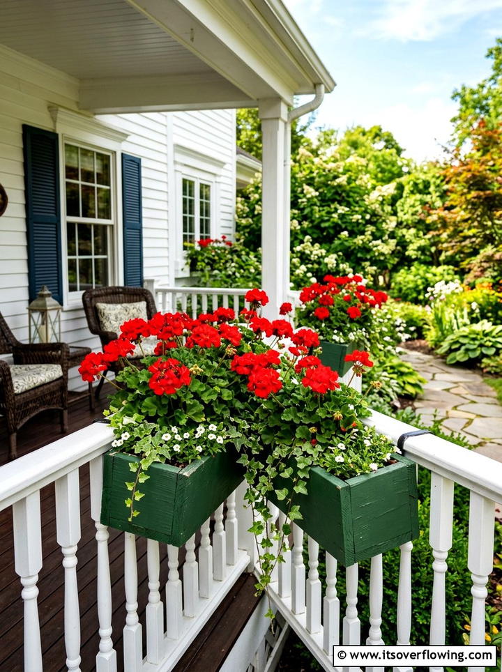 Geranium Flower Box - 25 front porch ideas with real plants