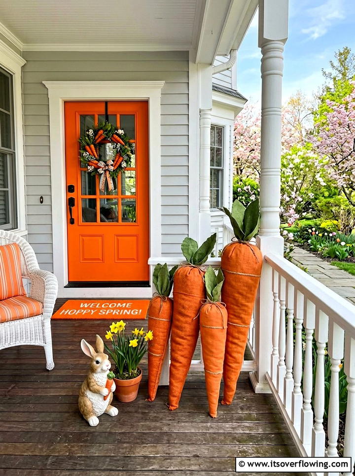 Giant Carrot Porch Prop - 25 front porch decor ideas for easter