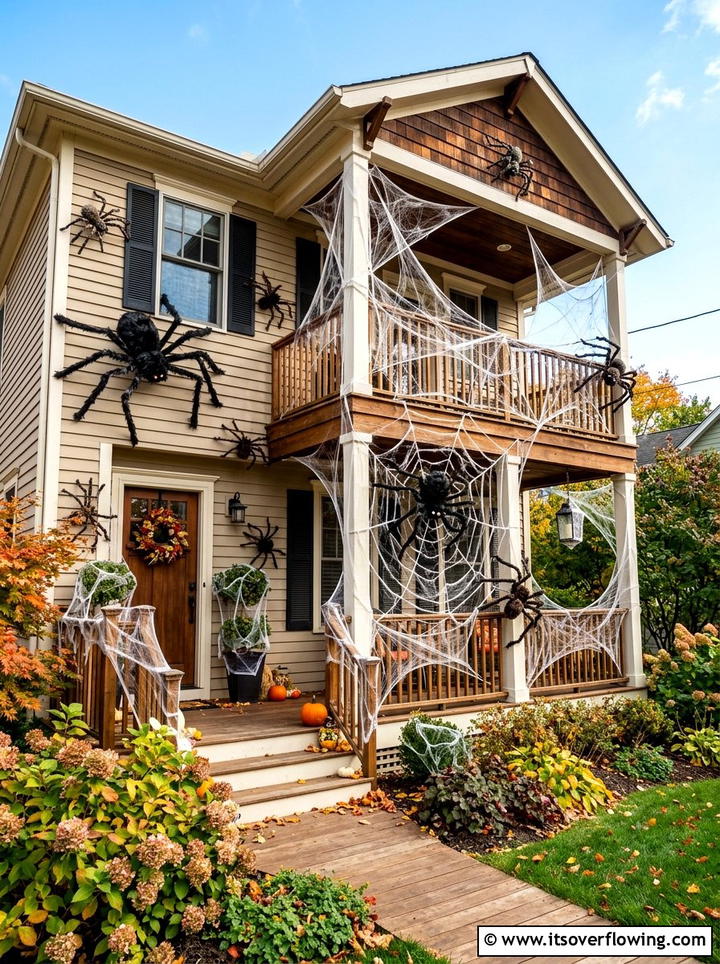 Giant Spider Porch - 25 front porch decor ideas for halloween