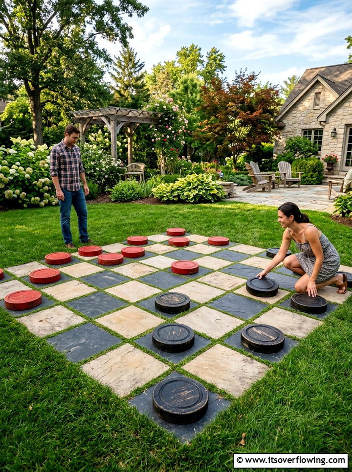 Giant backyard checkers - 25 creative garden ideas with kids garden zone
