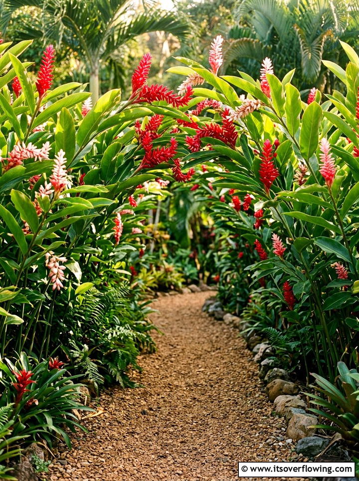 Ginger plant walkway - 25 garden design ideas with tropical foliage