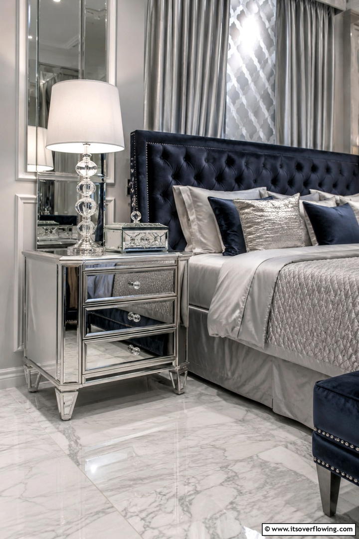 Glamorous Metallic Nightstand - 30 Nightstand Decor Ideas to Enhance Your Bedroom Style