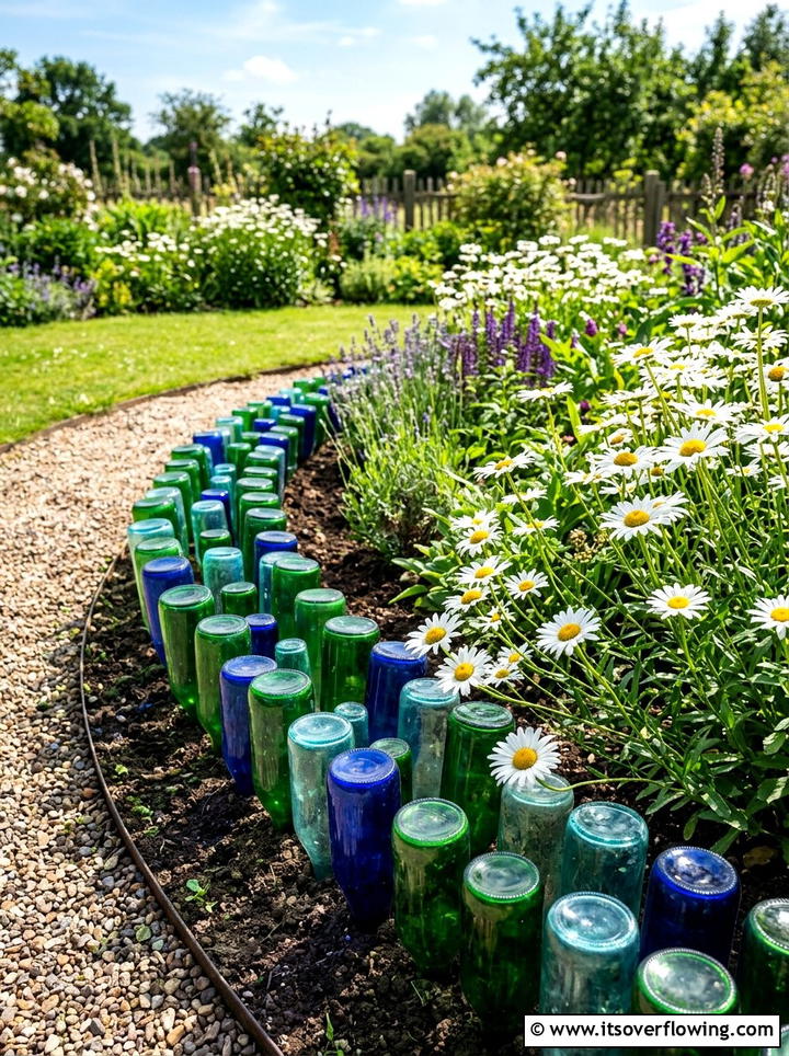 Glass Bottle Border - 25 creative garden ideas diy