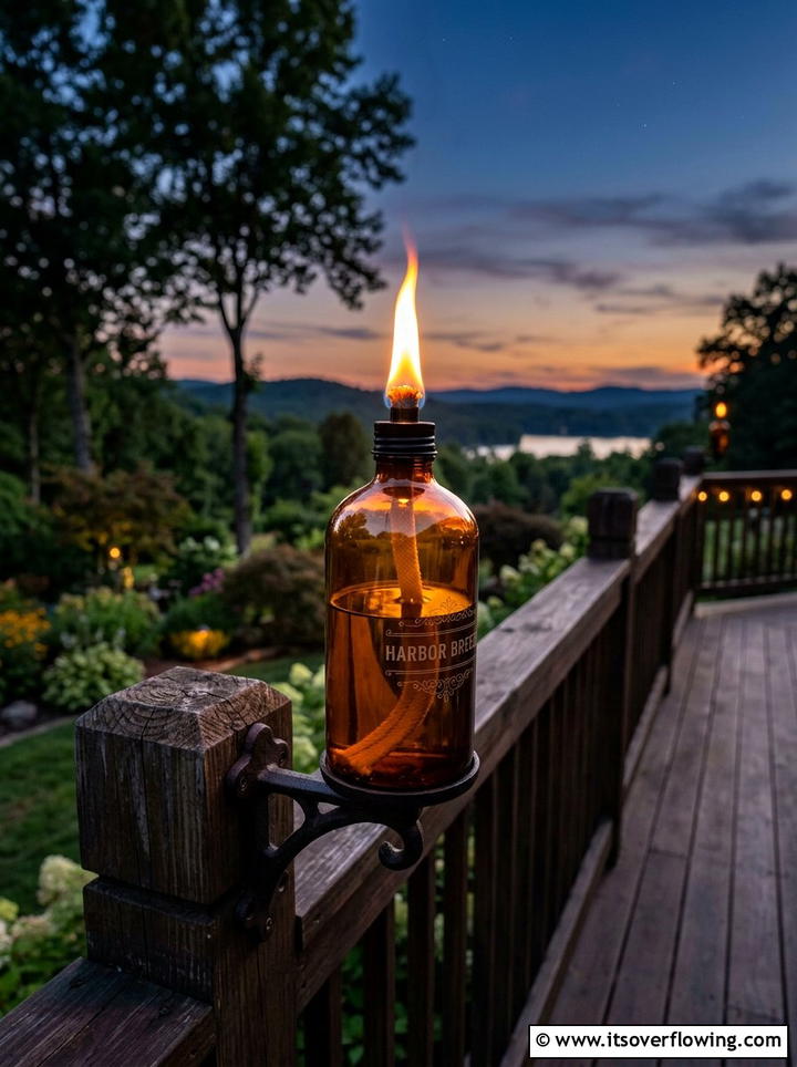 Glass Bottle Garden Torch - 25 garden decor ideas diy