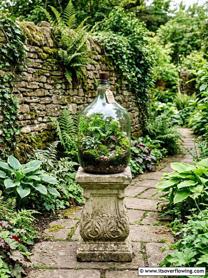 Glass Bottle Terrarium - 25 recycled garden ideas with glass bottles
