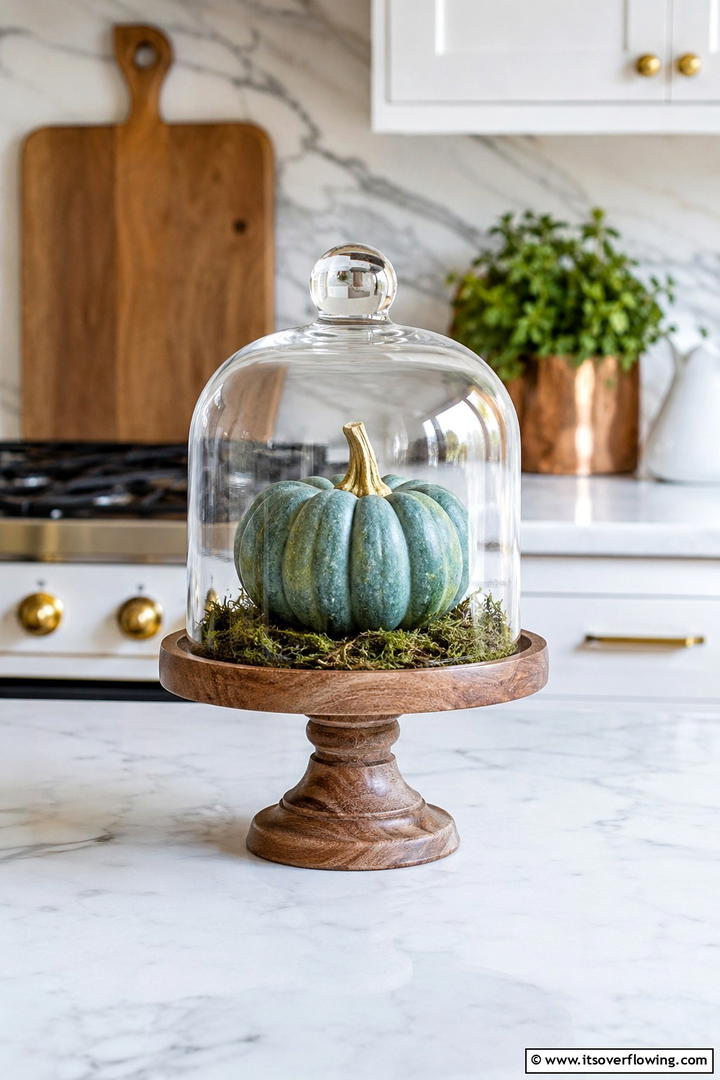 Glass Cloche Covered Pumpkin - 50 Fall Pumpkin Decor Ideas for Cozy Autumn Homes Today