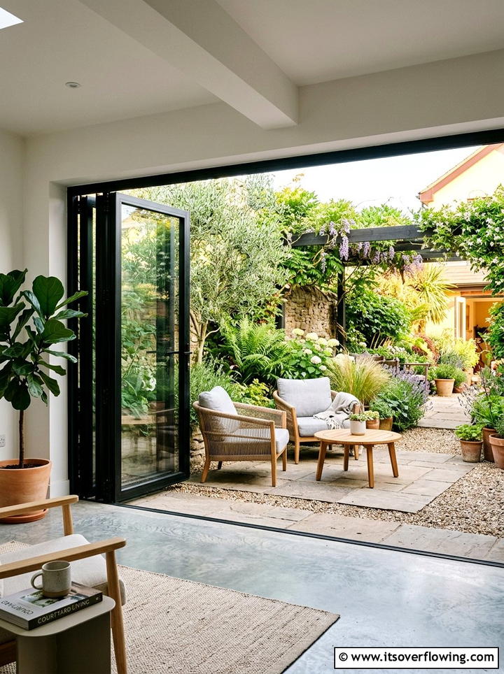 Glass Door Connection - 25 garden ideas for courtyards