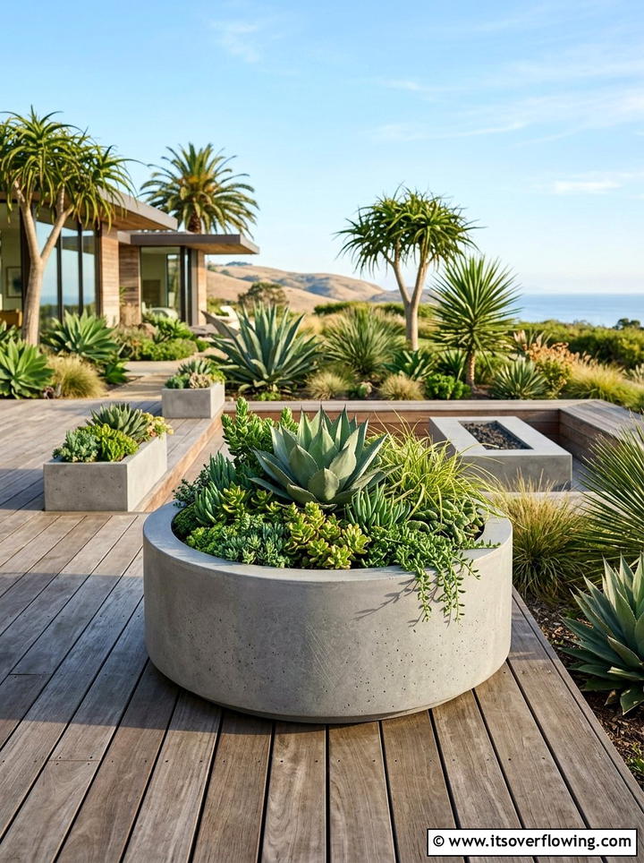 Glass Fiber Reinforced Concrete Bowl - 25 small garden ideas with water feature