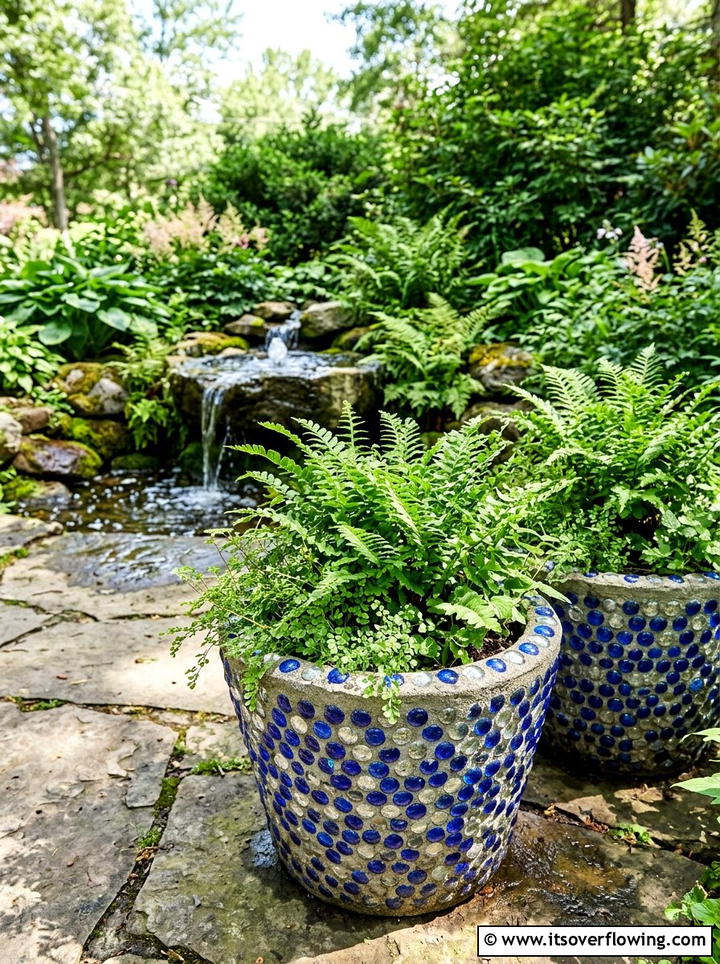Glass Gem Garden Planters - 25 creative garden ideas with mosaic planters