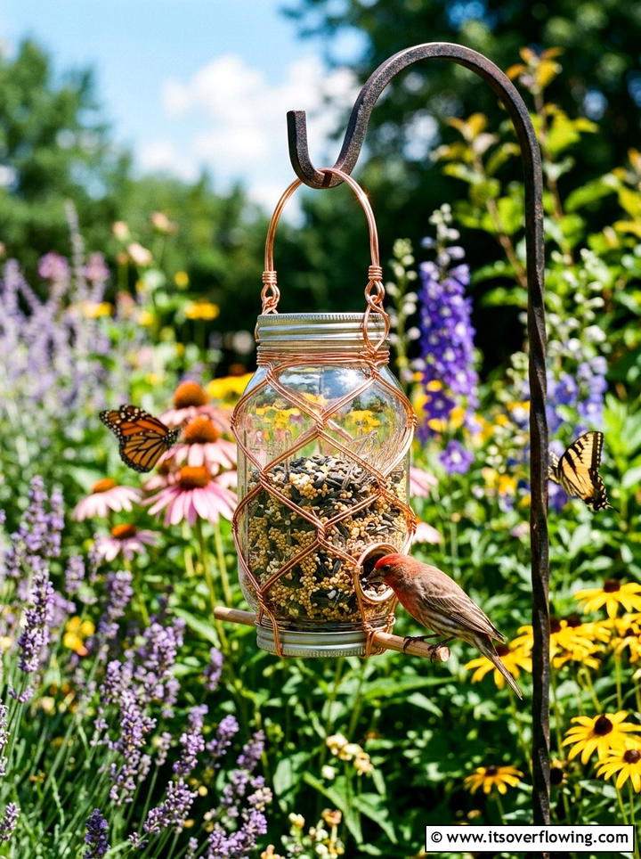 Glass Jar Bird Feeder - 25 reusing old things ideas for bird feeders