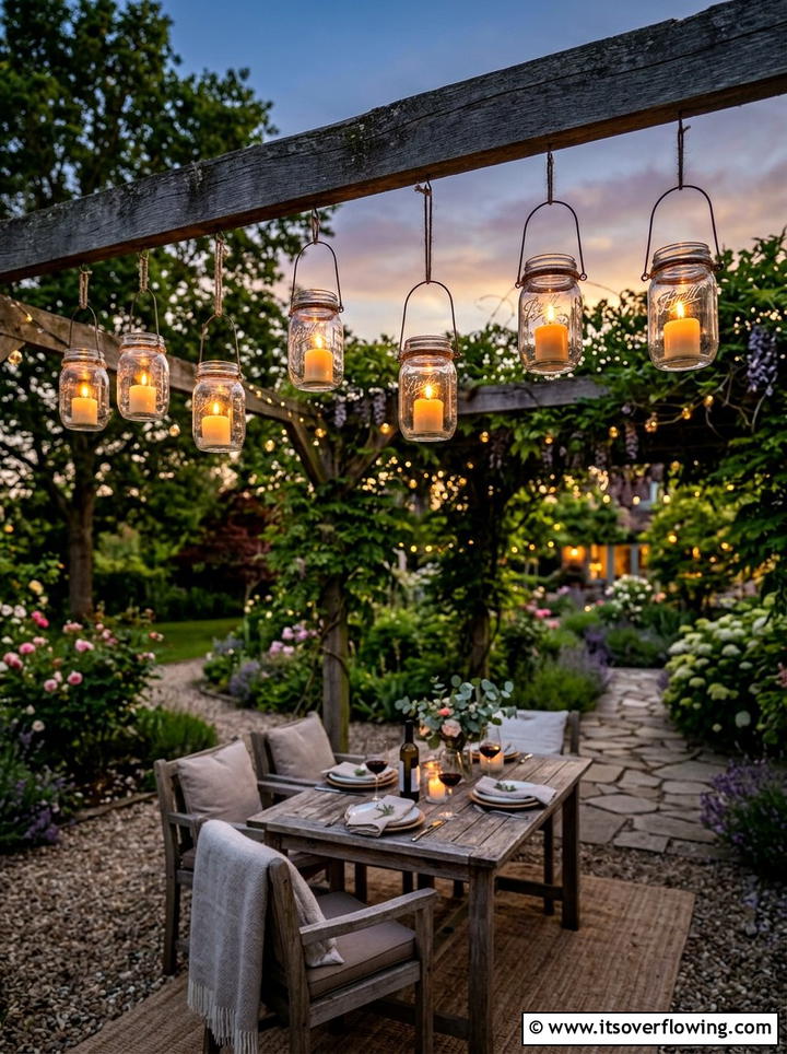 Glass Jar Lantern - 25 recycled garden ideas diy