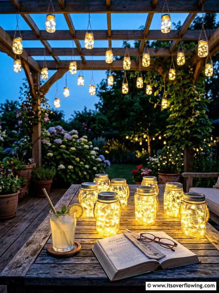 Glass Jar Light - 25 upcycled garden ideas for renters