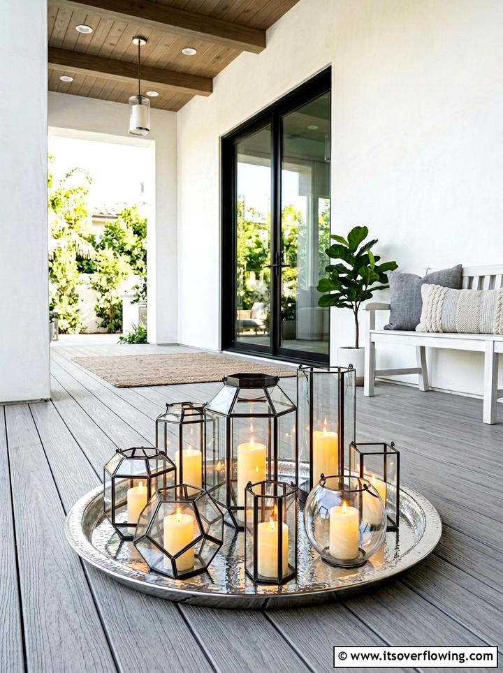 Glass Lantern Cluster - 25 front porch ideas with candle lanterns