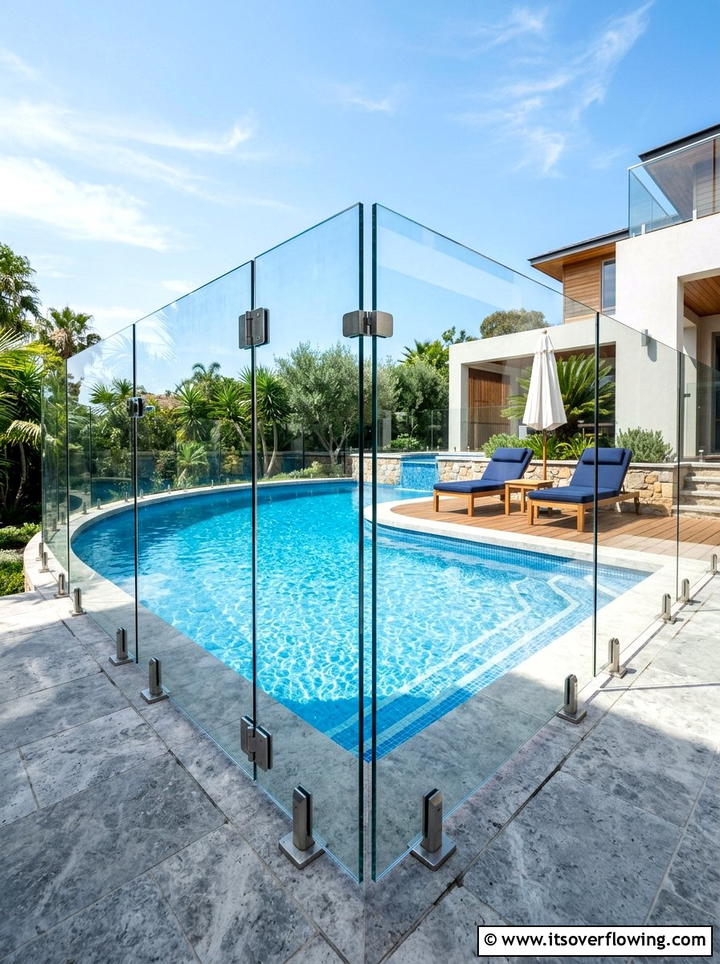 Glass Pool Fence - 25 backyard ideas with modern landscape