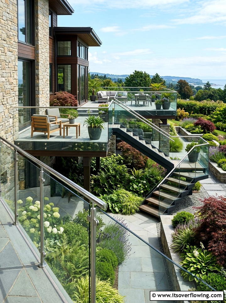 Glass Railing Balcony - 25 garden design ideas for contemporary courtyards