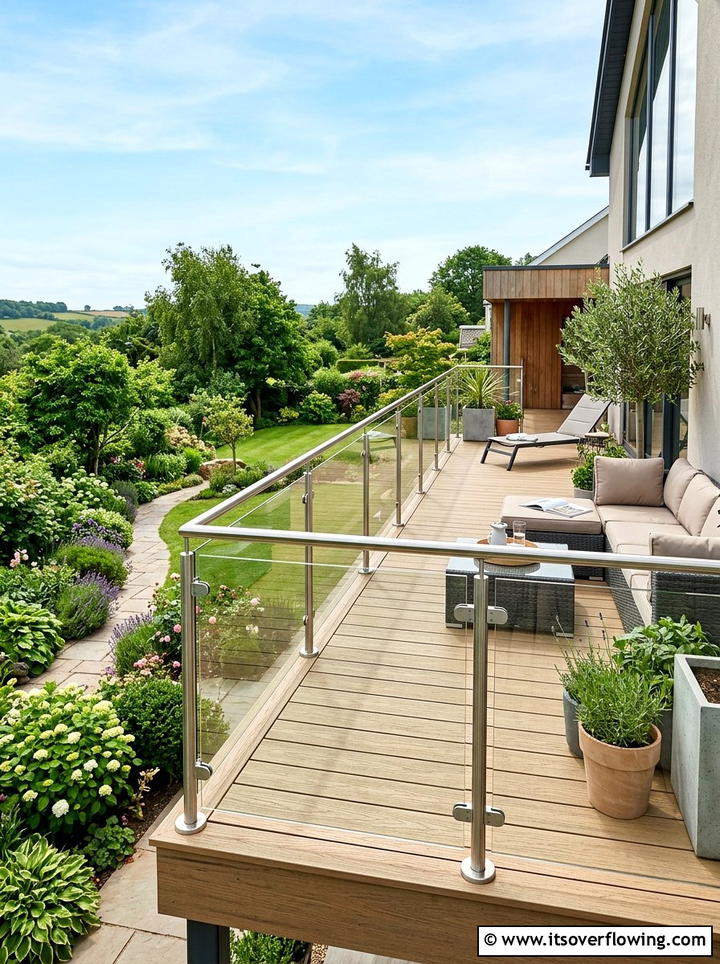 Glass Railing - 25 backyard decorating ideas with modern accents