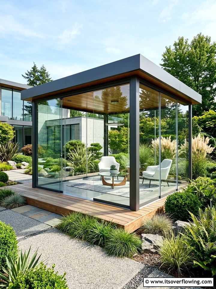 Glass Walled Gazebo - 25 backyard ideas with gazebo