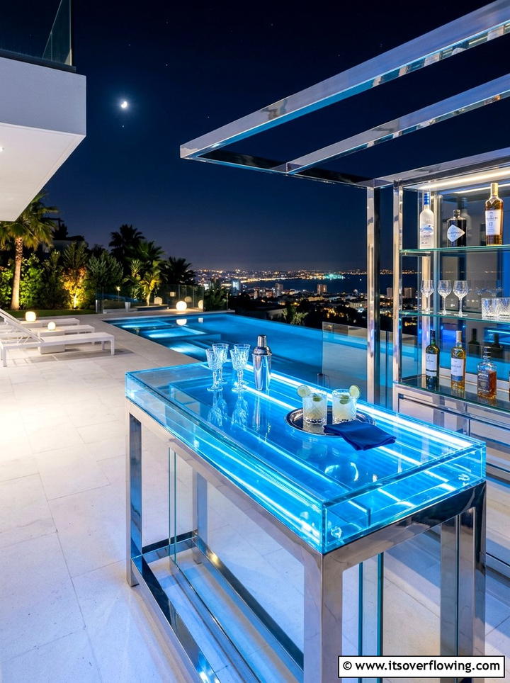 Glass bar - 25 backyard ideas with bar area