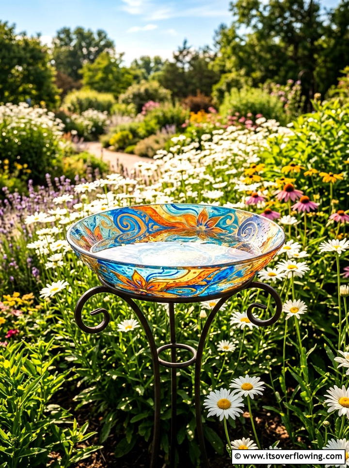 Glass bird bath bowl - 25 garden decor ideas with bird baths