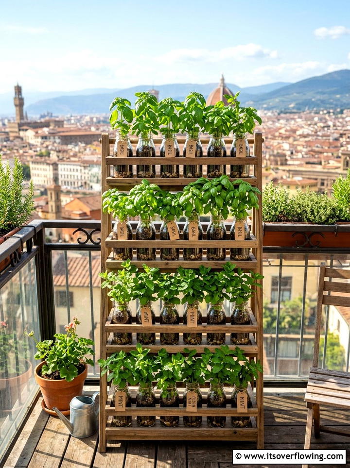 Glass bottle herb garden - 25 upcycled garden ideas with glass bottles