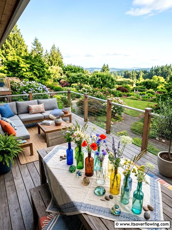 Glass bottle patio decor - 25 upcycled garden ideas with glass bottles