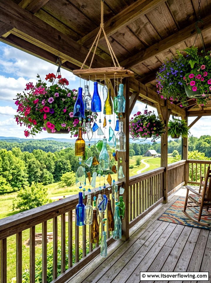 Glass bottle wind chime - 25 upcycled garden ideas with glass bottles