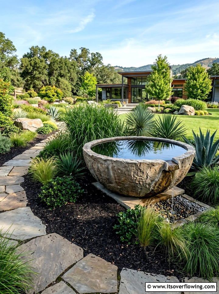 Glass fiber reinforced concrete bowl - 25 garden decor ideas with water bowls