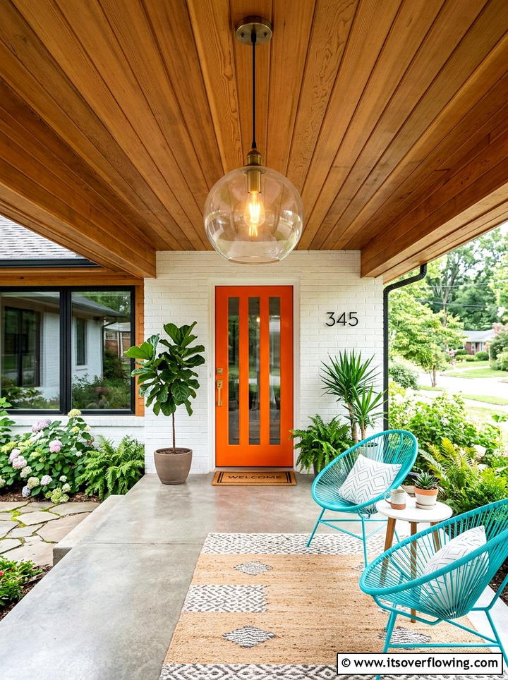 Glass globe pendant - 25 front porch decor ideas with layered lighting