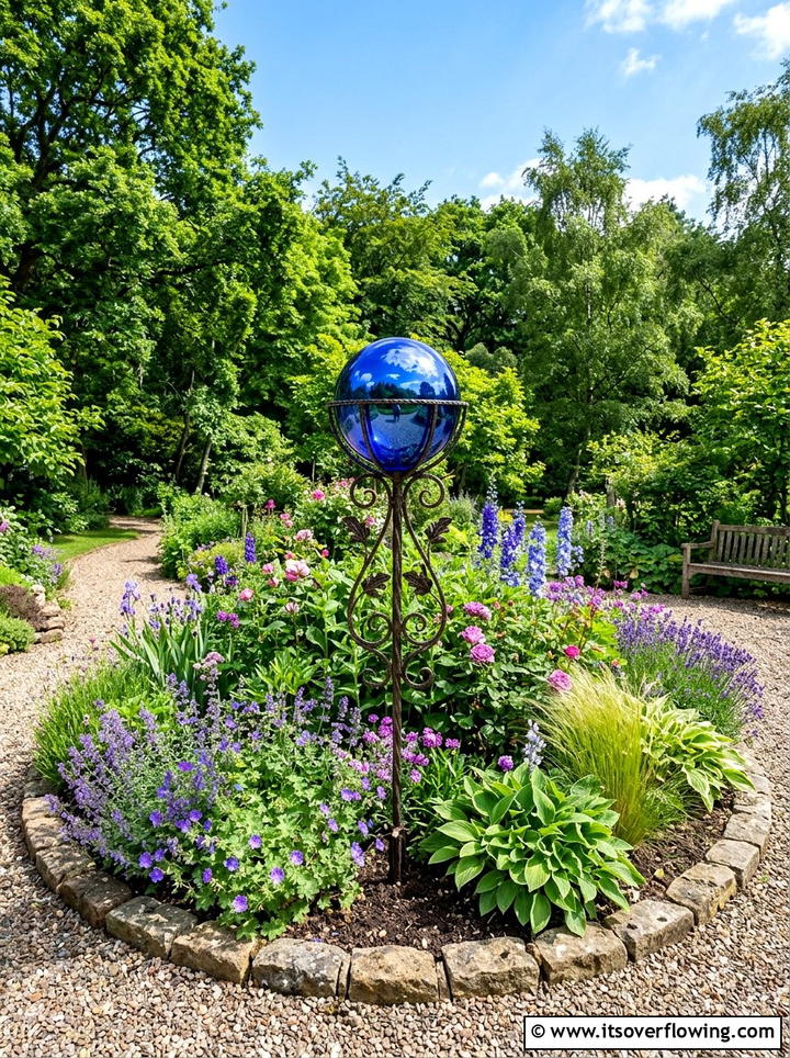 Glass globe stake - 25 garden ideas with decorative stakes